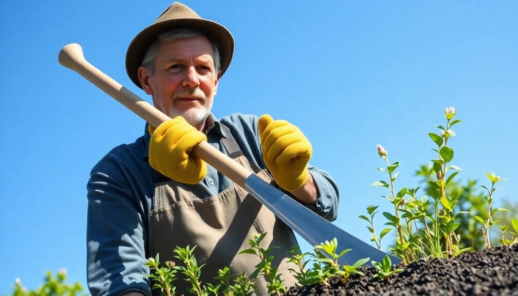 What tool is used to hack at weeds and hard soil What tool is used to hack at weeds and hard soil